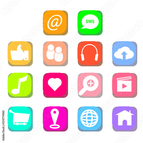 Set of Business Card icons. Name, phone, mobile, location, place, mail, fax web Contact us information communication photo