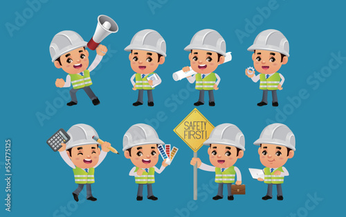Engineer with different poses