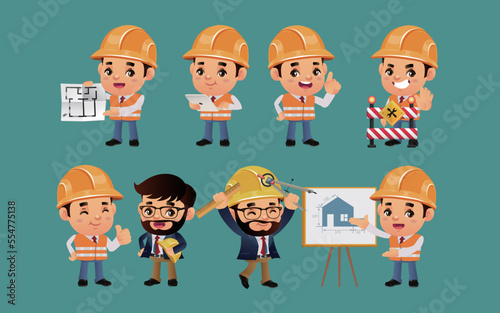Engineer with different poses