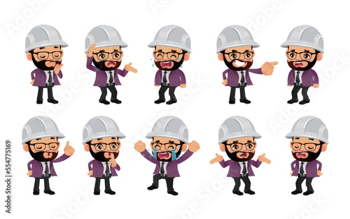 Engineer with different poses