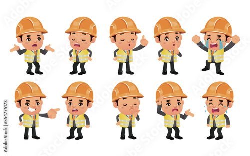 Engineer with different poses