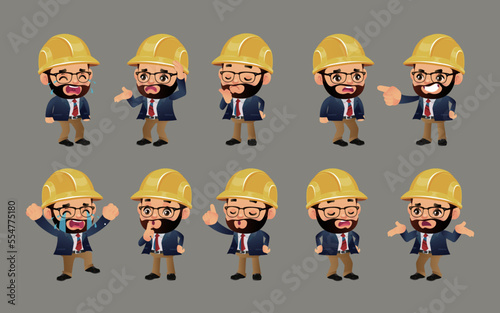 Engineer with different poses
