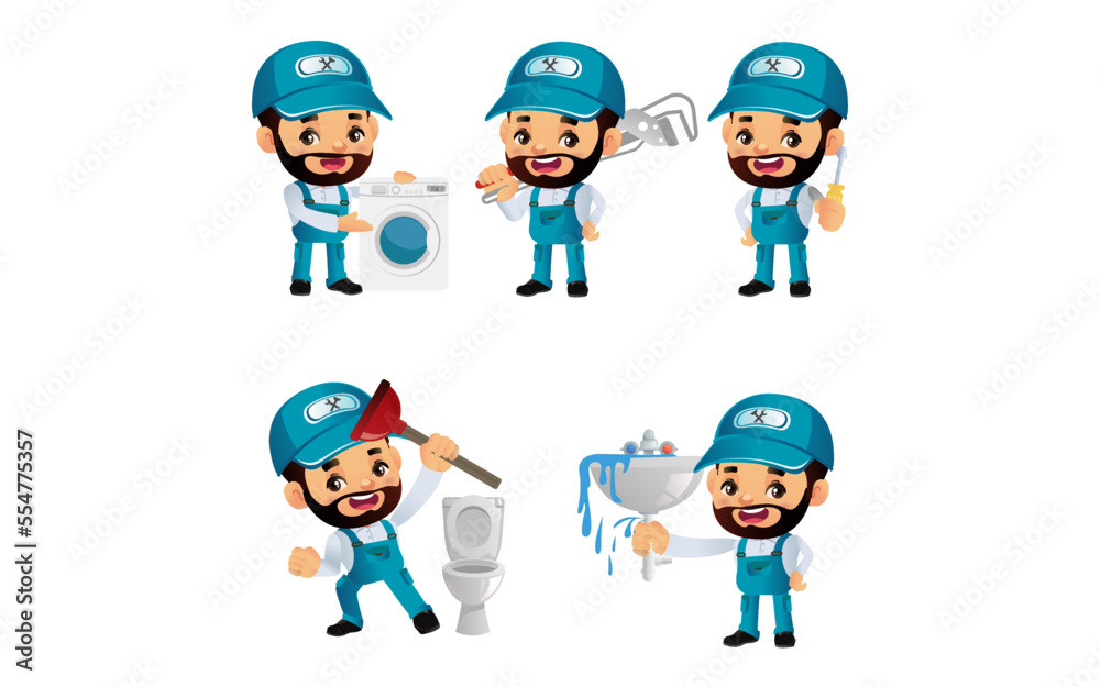 Plumber with different poses