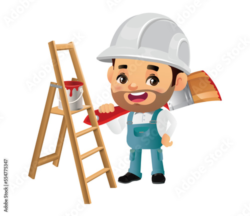 Painter with different poses
