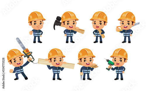 construction worker with different poses
