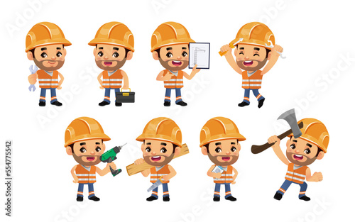 construction worker with different poses
