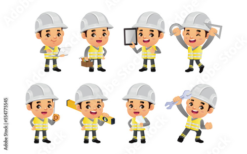 construction worker with different poses
