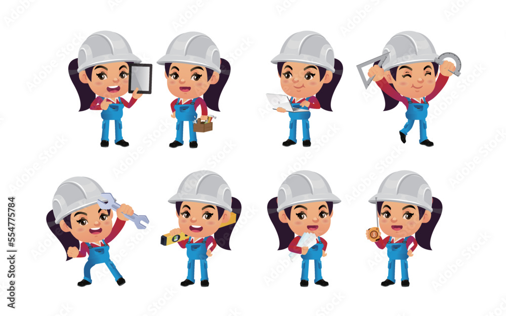 construction worker with different poses