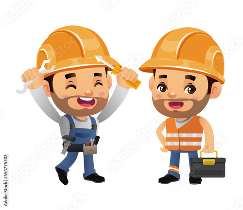 construction worker with different poses
