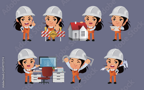 construction worker with different poses
