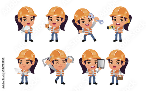 construction worker with different poses