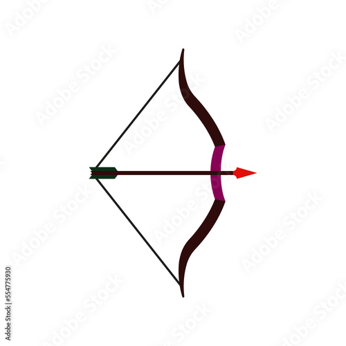 Bow with arrow and bowstring. Vector illustration.