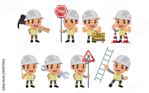 construction worker with different poses