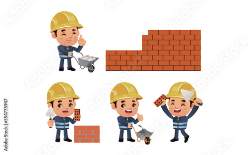 construction worker with different poses