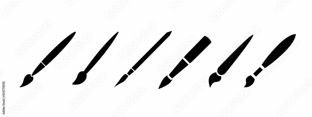 Painting brush icon illustration collection. Stock vector.