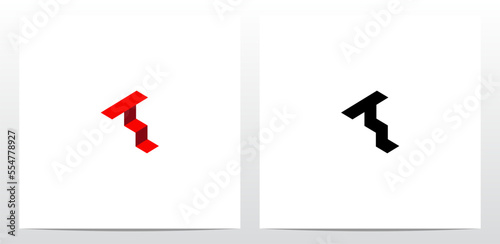 Abstract Stairs Red Carpet Letter Logo Design T