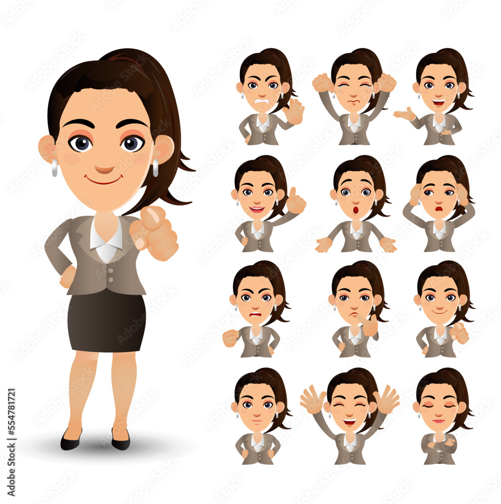 Cute Set - Set of business people with different emotion Cute Set - Set of business people with different emotion