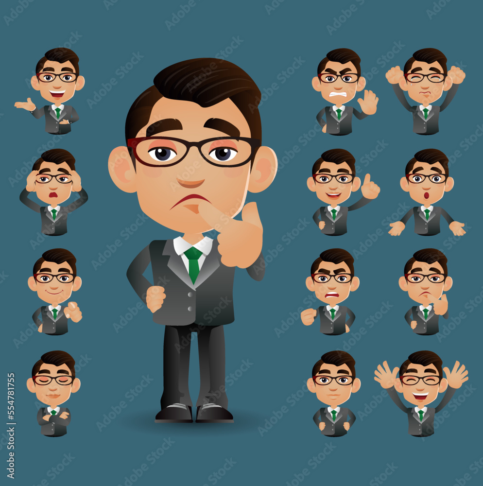Cute Set - Set of business people with different emotion Cute Set - Set of business people with different emotion