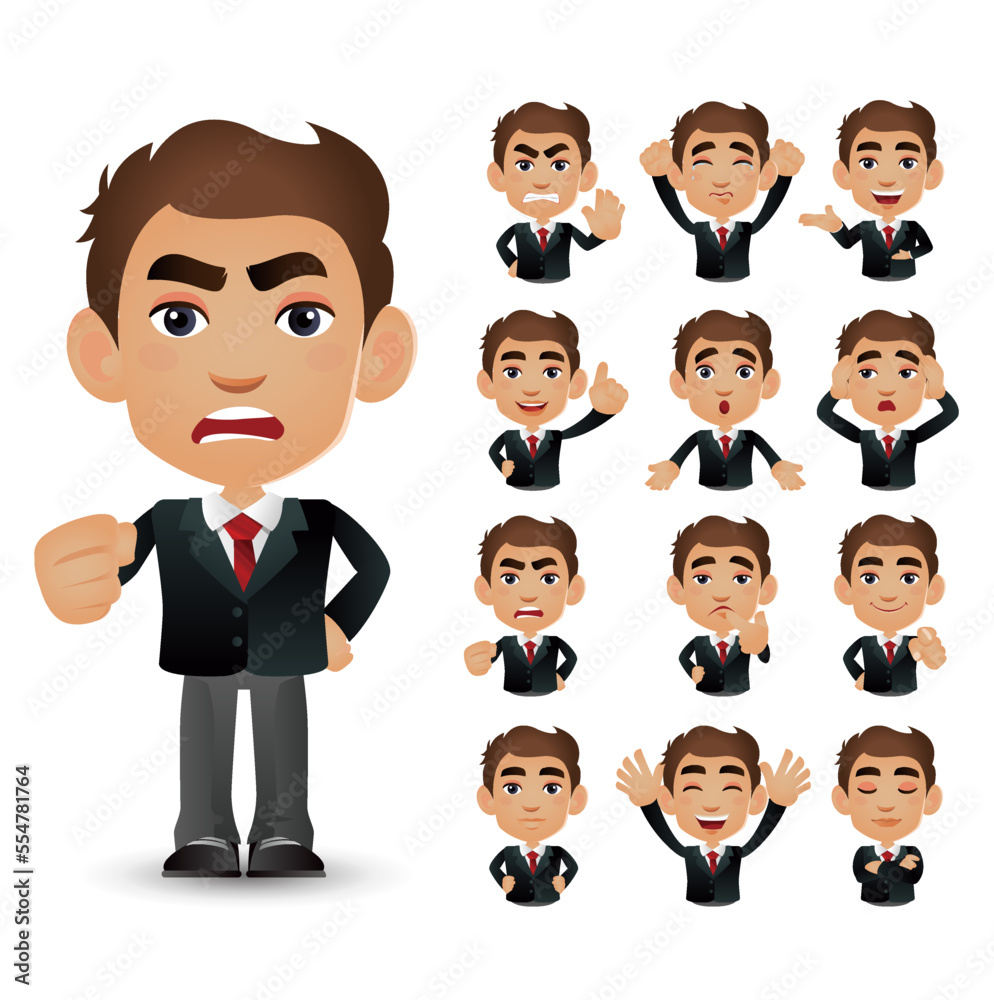 Cute Set - Set of business people with different emotion