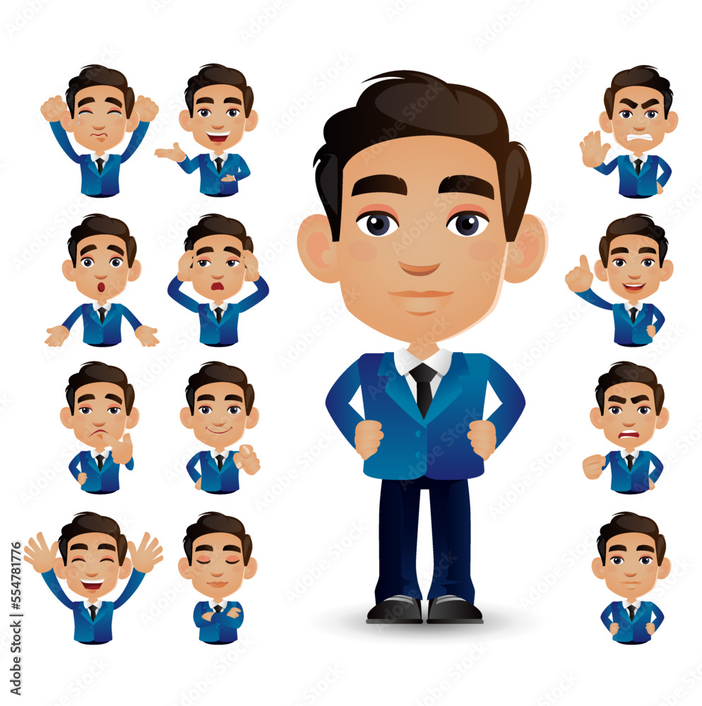Cute Set - Set of business people with different emotion