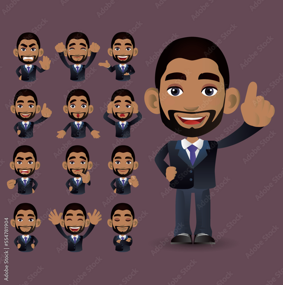 Cute Set - Set of business people with different emotion