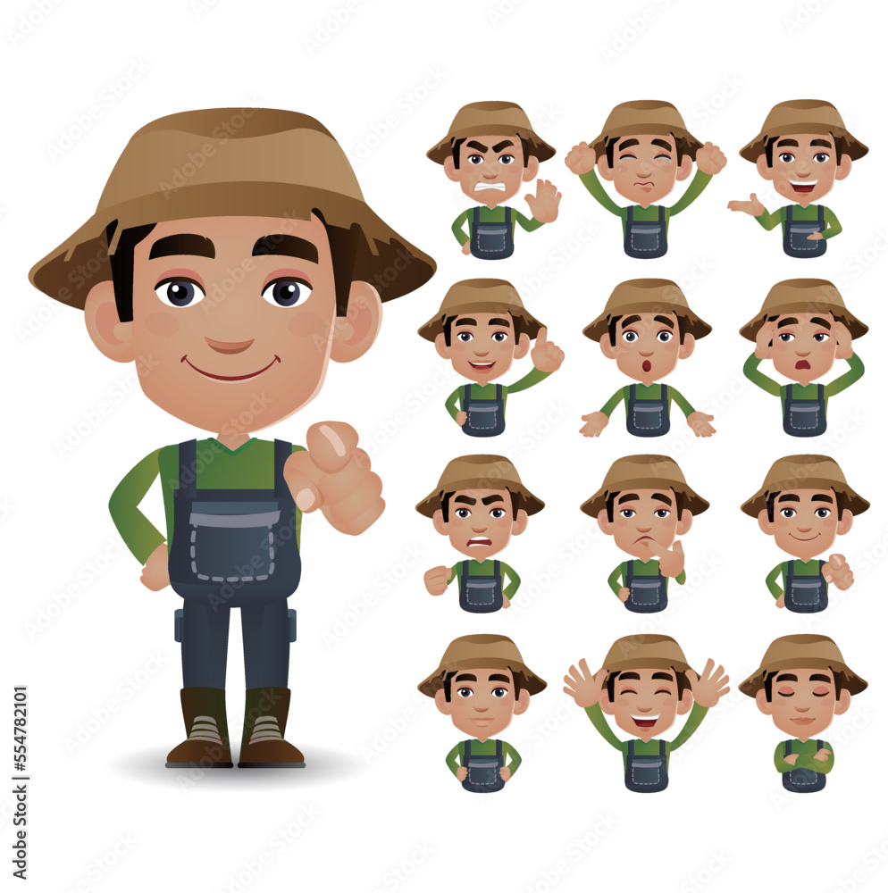 Cute Set - Set of farmer with different emotion Cute Set - Set of farmer with different emotion