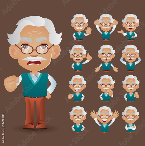Cute Set - Set of old people with different emotion