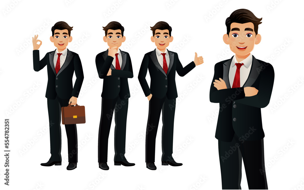 Elegant businessman with different poses. vector Elegant businessman with different poses. vector
