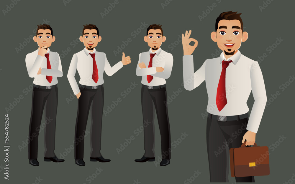 Elegant businessman with different poses. vector Elegant businessman with different poses. vector