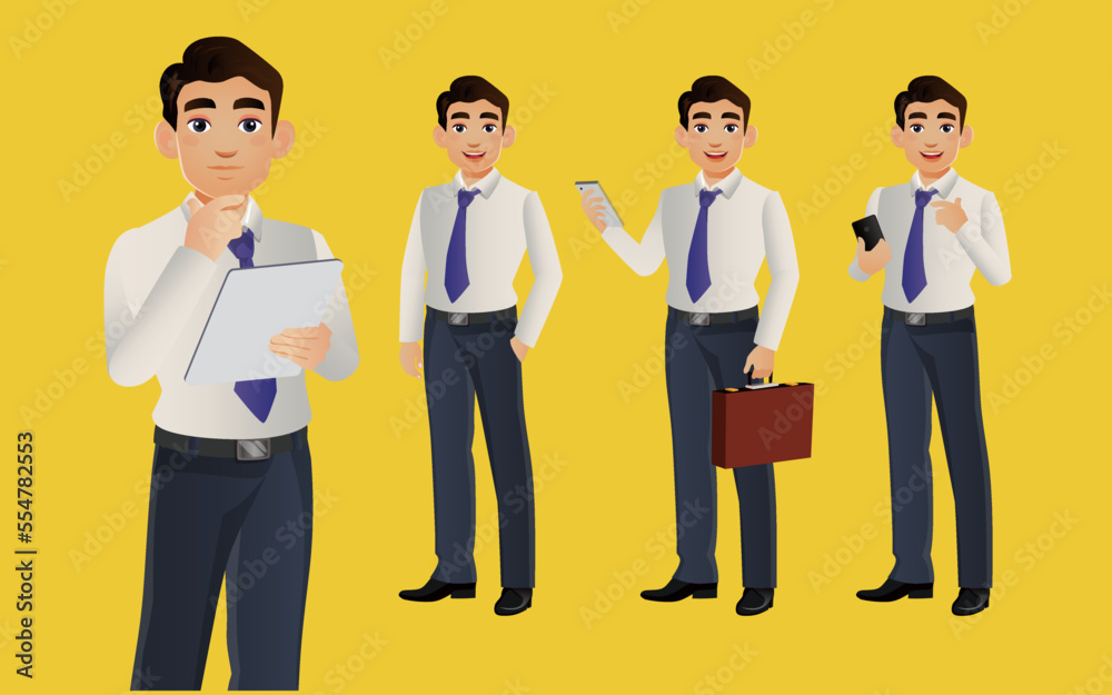 Elegant businessman with different poses. vector Elegant businessman with different poses. vector