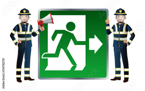 Set of firefighter with different poses