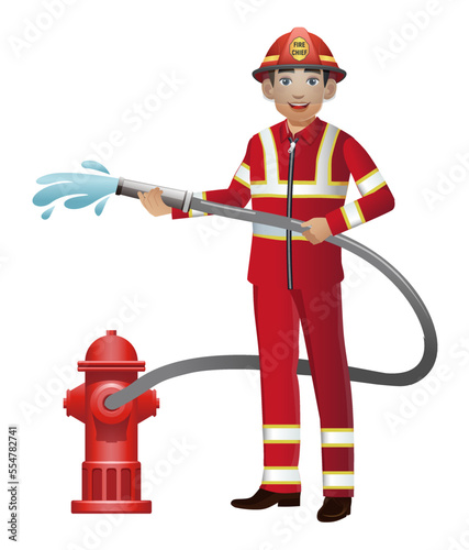 Set of firefighter with different poses