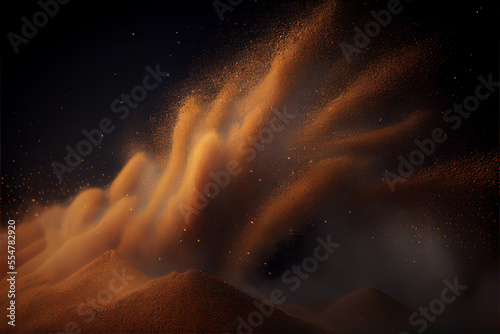 Abstract Golden sandy dust splash cloud illustration