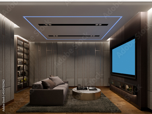 3d rendering of interior home theater