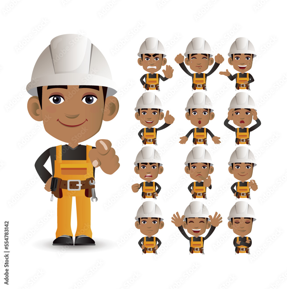 Cute Set - Set of worker with different emotions Cute Set - Set of worker with different emotions