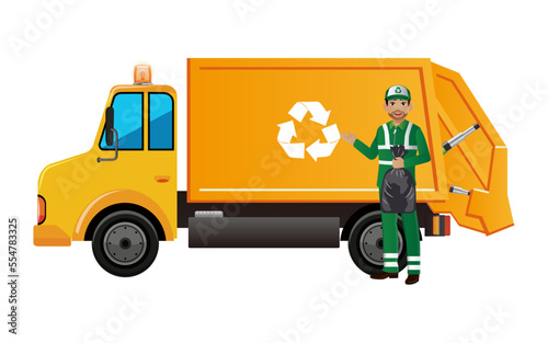 Set of street cleaner with different poses