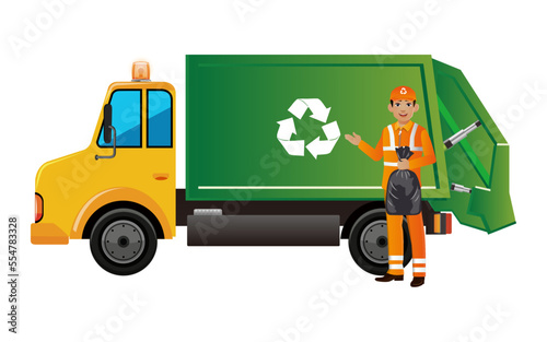 Set of street cleaner with different poses