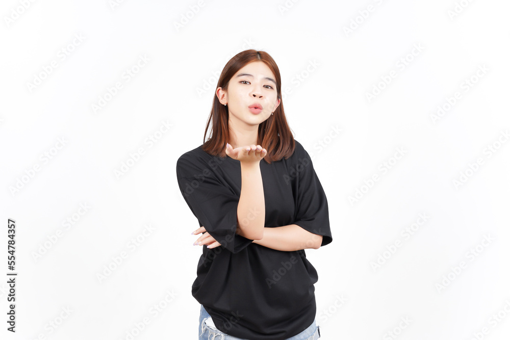 Blowing Kiss Of Beautiful Asian Woman Isolated On White Background Blowing Kiss Of Beautiful Asian Woman Isolated On White Background