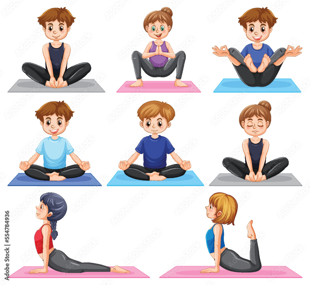 Set of yoga postures