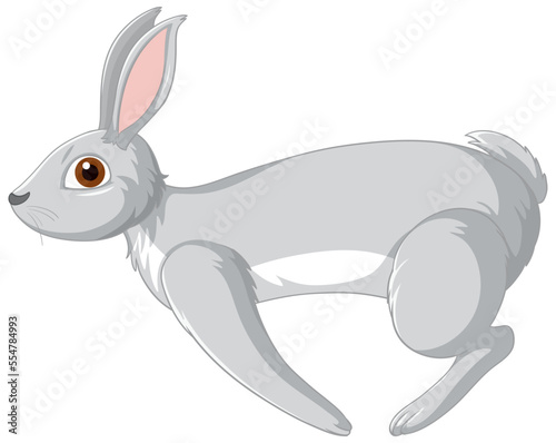 Cute grey rabbit cartoon character