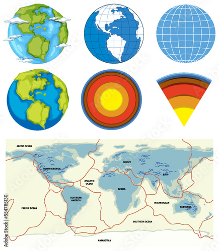 Layers of the warth and tectonic plates