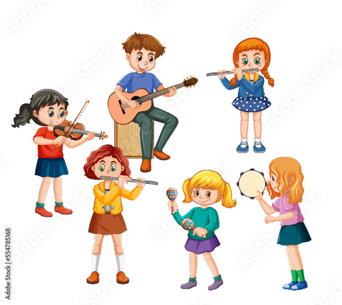 Music band kids cartoon