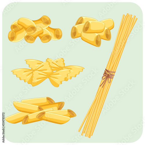 Set of pasta isolated