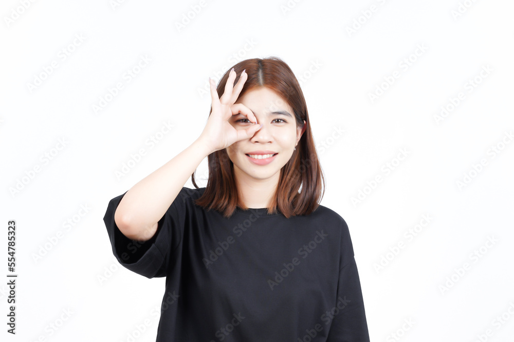 Smiling and Showing OK Sign Of Beautiful Asian Woman Isolated On White Background Smiling and Showing OK Sign Of Beautiful Asian Woman Isolated On White Background