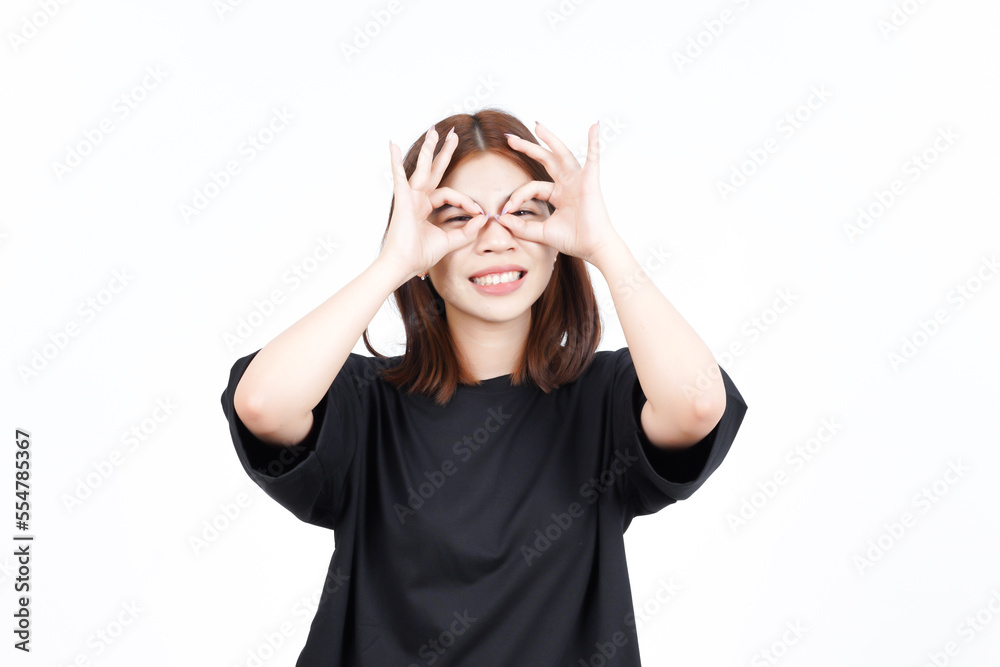 Smiling and Showing OK Sign Of Beautiful Asian Woman Isolated On White Background Smiling and Showing OK Sign Of Beautiful Asian Woman Isolated On White Background