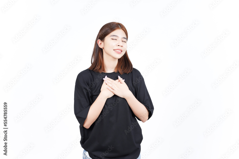 Hands on Chest Grateful Gesture Of Beautiful Asian Woman Isolated On White Background Hands on Chest Grateful Gesture Of Beautiful Asian Woman Isolated On White Background