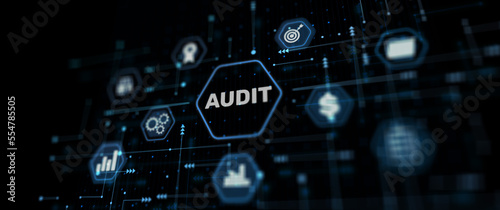 Audit Auditor Financial service compliance concept. Abstract background