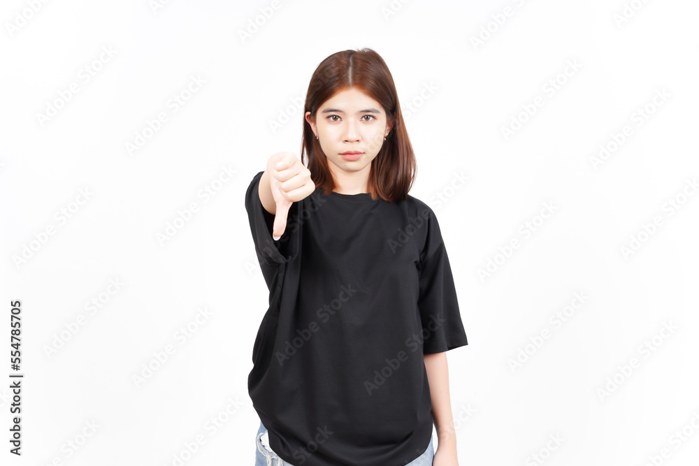 Showing Thumbs Down Of Beautiful Asian Woman Isolated On White Background Showing Thumbs Down Of Beautiful Asian Woman Isolated On White Background