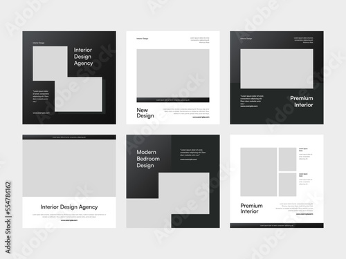 Premium Interior Design Agency Square Banner and Social Media Post Templates. Immerse your audience in the world of sophisticated design and aesthetics with this cohesive and elegant template set.