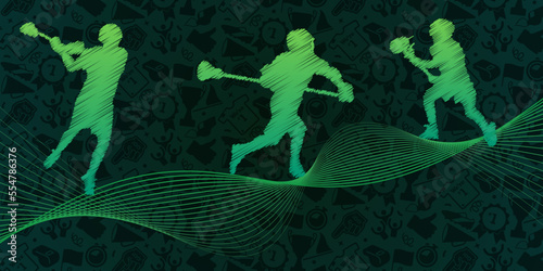 Lacrosse abstract lines with wave design. Creative sport concept. Art vector graphic for brochures, flyers, presentations, logo, print, website, poster, banner, templates, background, social media.